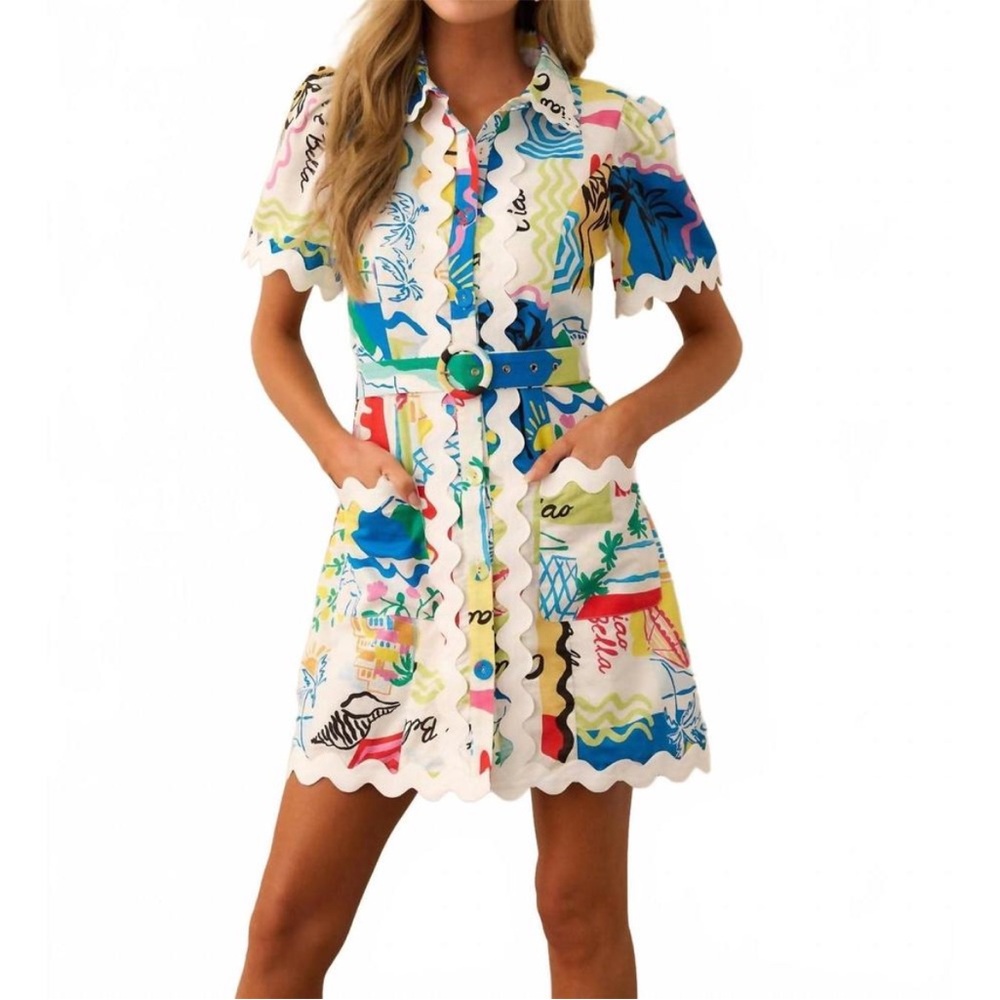 Prosperina Beatrice Mini Dress Cotton/Linen Large NWT